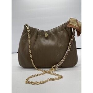 Vintage leather Ande brand Purse Brown Handbag w Hinged Opening Clutch